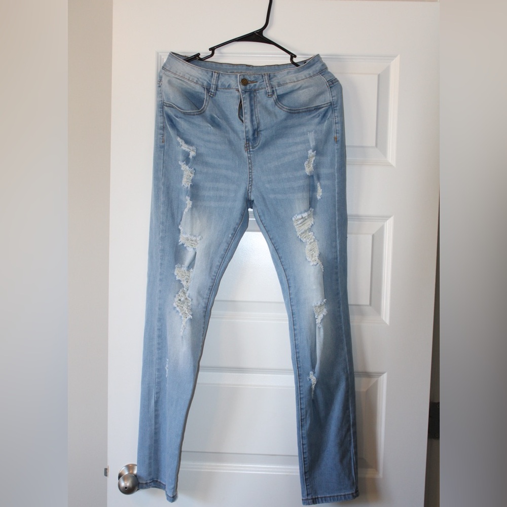 Trendyol Women's Light Blue Ripped Skinny Jeans